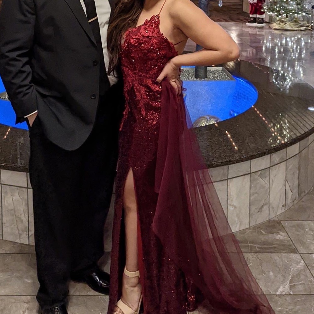 Red sequin dress